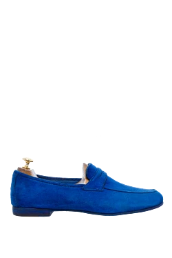 Лоферы-пенни замшевые синие мужские