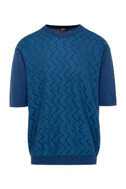 Cotton and silk T-shirt blue for men