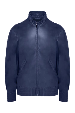 Blue leather jacket for men