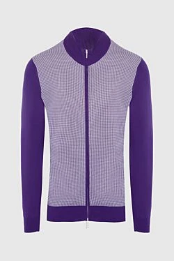 Men's jumper with a high stand-up collar made of wool, purple