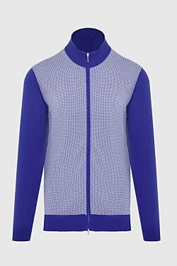 Blue men's wool cardigan