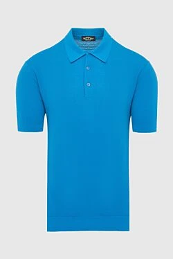 Blue cotton polo for men