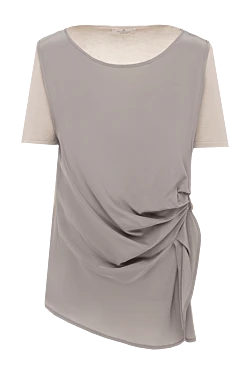 Gray cotton and silk blouse for women