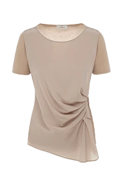 Beige cotton and silk blouse for women