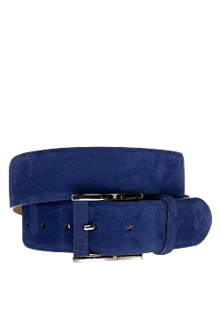 Leather belt blue for men