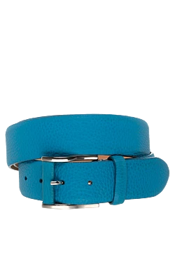 Leather belt blue for men