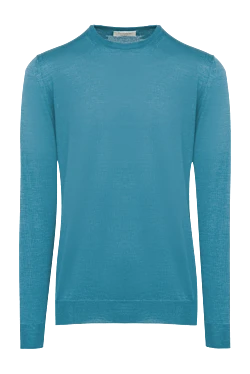 Blue cashmere and silk jumper for men