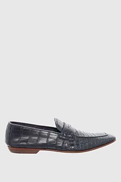 Blue crocodile leather loafers for men