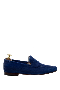 Blue suede loafers for men