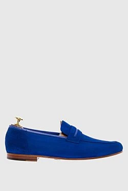 Blue suede loafers for men