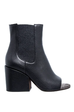 Black leather ankle boots for women