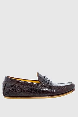 Men's moccasins made of brown crocodile leather