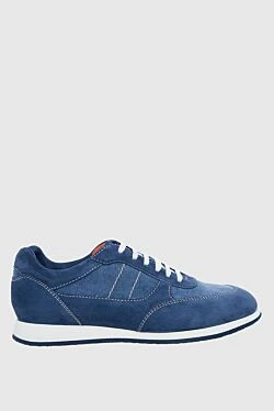 Sneakers in nubuck and canvas blue for men