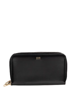 Black men's clutch bag made of genuine leather