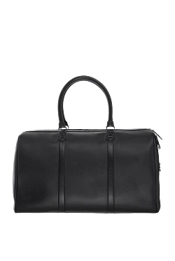 Black leather travel bag for men