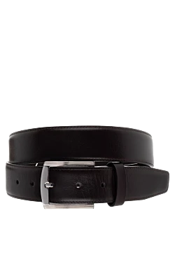 Black leather belt for men