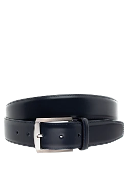 Black leather belt for men