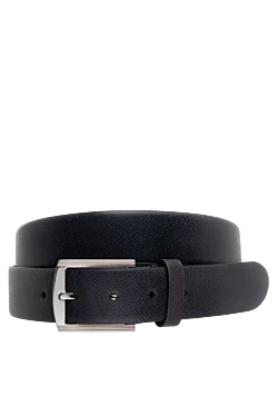 Black leather belt for men