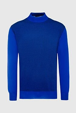 Wool, silk and cashmere jumper blue for men