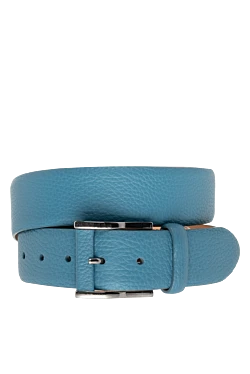 Leather belt blue for men