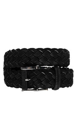 Black leather belt for men