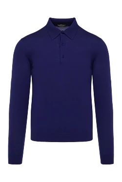 Wool long sleeve polo blue for men