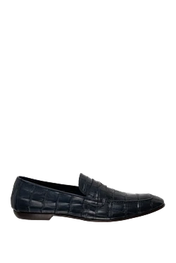 Blue crocodile leather loafers for men