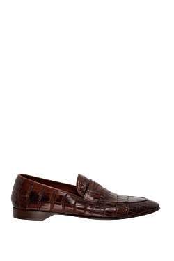 Men's brown crocodile leather loafers