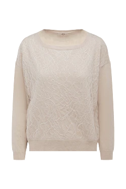 Beige wool and cashmere jumper for women