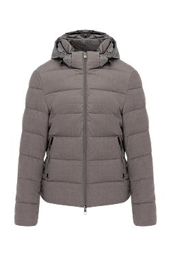 Men's down jacket made of wool and silk gray