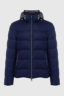 Down jacket men's wool blue