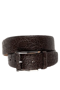 Brown crocodile leather belt for men