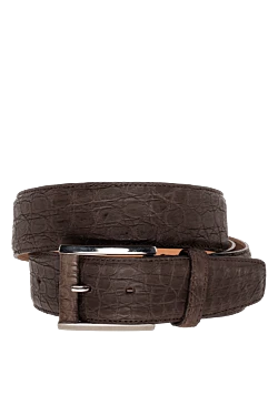 Brown crocodile leather belt for men