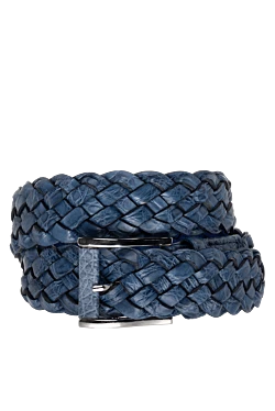 Crocodile leather belt blue for men