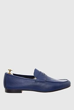 Blue leather loafers for men