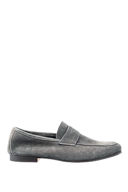 Gray suede loafers for men