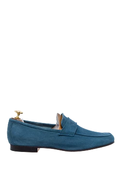 Blue suede loafers for men