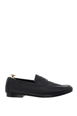 Black leather loafers for men