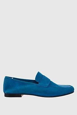 Blue suede loafers for men