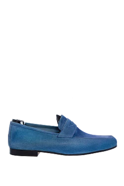 Blue suede loafers for men