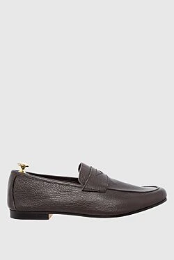 Brown leather loafers for men