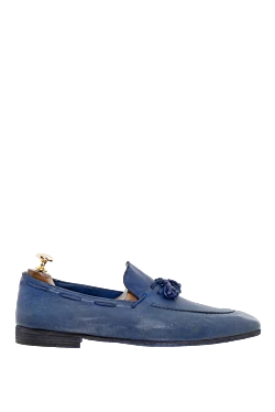 Жазғы ерлерге арналған көгілдір былғарыдан жасалған қылшықтары бар лоферлер