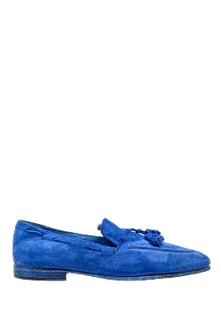 Blue suede loafers for men