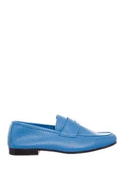 Blue leather loafers for men