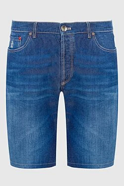 Джинсовые шорты с контрастной строчкой и прямым кроем