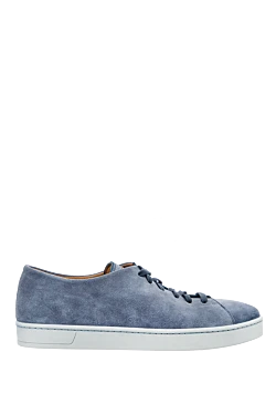 Blue suede sneakers for men