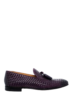 Purple leather loafers for men