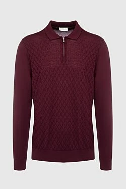 Wool long sleeve polo burgundy for men