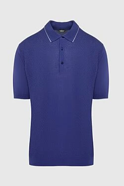 Blue silk polo for men