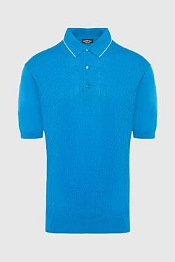 Blue silk polo for men